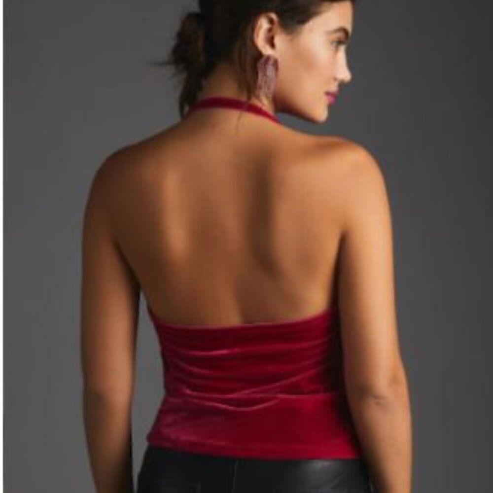 Anthropologie Cowl Neck Velvet Top